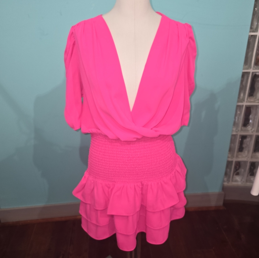 Amanda Uprichard Vibrant Pink Ruffled Dress